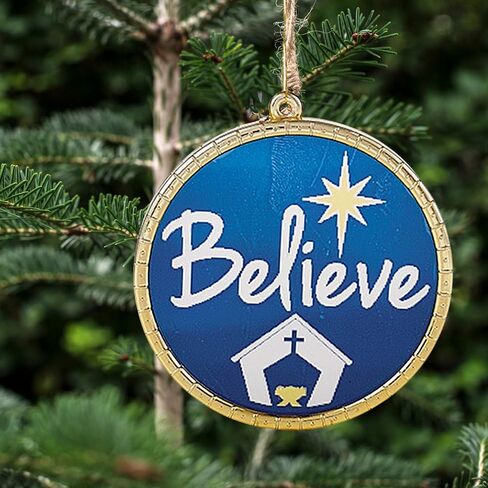زينة عيد الميلاد الزجاجية المستديرة من Believe، مقاس 2 3/4 بوصة، in Saudi Arabia