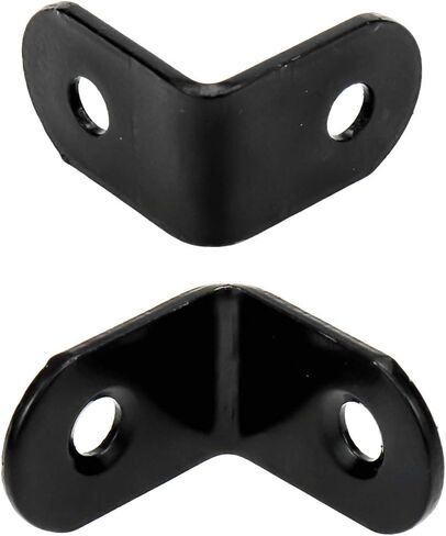 دعامات زاوية يمنى سوداء 90 درجة بفتحتين دعامات زاوية معدنية صغيرة للخشب، دعامة على شكل حرف L مع براغي، 20 × 20 × 2 مم، عبوة من 12 قطعة in Kuwait