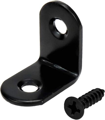 دعامات زاوية يمنى سوداء 90 درجة بفتحتين دعامات زاوية معدنية صغيرة للخشب، دعامة على شكل حرف L مع براغي، 20 × 20 × 2 مم، عبوة من 12 قطعة in Kuwait