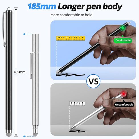 قلم طويل لجهاز iPhone iPad (3 عبوات 185 مم)، قلم شاشة لمس لشاشة اللمس ذات طرف شبكي ذو نقاط دقيقة، زمن استجابة منخفض، قلم شاشة لمس سعوي عالي الدقة in Kuwait