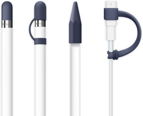 [4 قطع] FRTMA متوافق مع غطاء قلم Apple / غطاء طرف قلم Apple / حبل محول الكابل / حامل غطاء قلم Apple متوافق مع قلم iPad Pro، أزرق منتصف الليل in Kuwait
