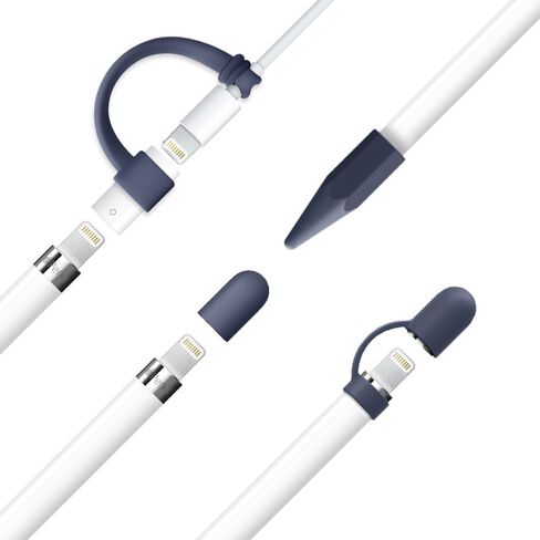 [4 قطع] FRTMA متوافق مع غطاء قلم Apple / غطاء طرف قلم Apple / حبل محول الكابل / حامل غطاء قلم Apple متوافق مع قلم iPad Pro، أزرق منتصف الليل in Kuwait