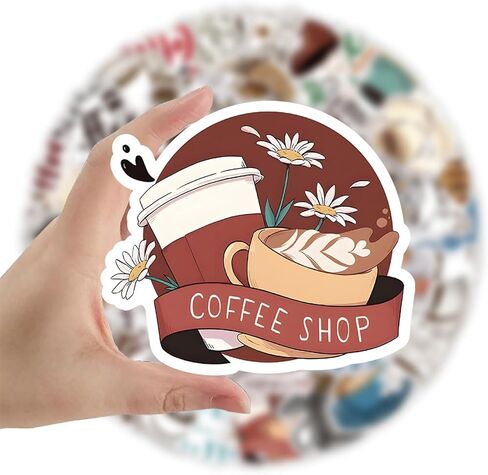 50 قطعة من ملصقات القهوة المضحكة، ملصقات القهوة على الجدران، مجموعة ملصقات من الفينيل لزجاجات المياه، دفتر قصاصات الكمبيوتر المحمول، لوح التزلج للأطفال والمراهقين والبالغين لمحبي القهوة in Kuwait