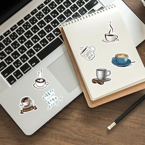 50 قطعة من ملصقات القهوة المضحكة، ملصقات القهوة على الجدران، مجموعة ملصقات من الفينيل لزجاجات المياه، دفتر قصاصات الكمبيوتر المحمول، لوح التزلج للأطفال والمراهقين والبالغين لمحبي القهوة in Kuwait