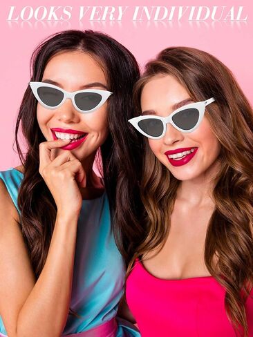 8 أزواج من نظارات Leinuosen الرجعية على شكل عين القطة نظارات شمسية عتيقة ملونة للنساء نظارات شمسية عصرية للحفلات in Kuwait