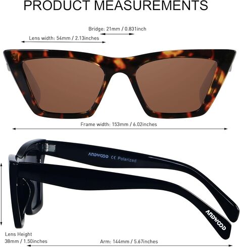 نظارات شمسية من ANDWOOD على شكل عين القطة للنساء بإطارات Cateye مستقطبة ونظارات شمسية كلاسيكية مربعة كلاسيكية كلاسيكية in Kuwait