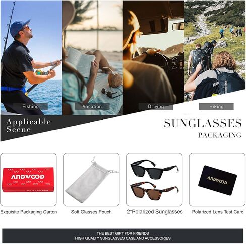 نظارات شمسية من ANDWOOD على شكل عين القطة للنساء بإطارات Cateye مستقطبة ونظارات شمسية كلاسيكية مربعة كلاسيكية كلاسيكية in Kuwait