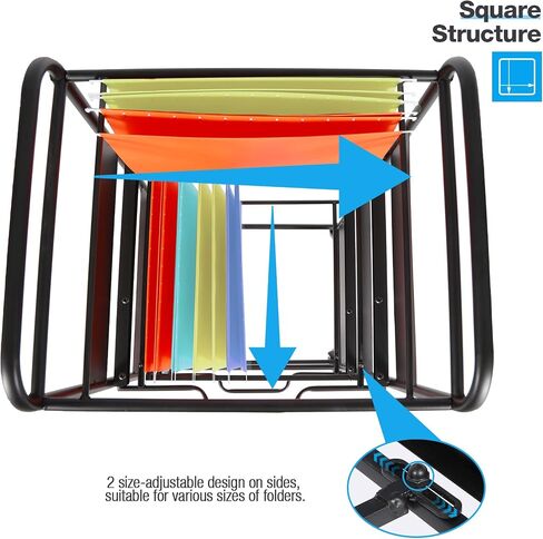 3-Tier Metal Rolling File Cart with Wheels, hanging file folder rack for Letter & Legal Size with Pull-Out Drawer File Organizer Cabinet for Home Office, Black in Saudi Arabia