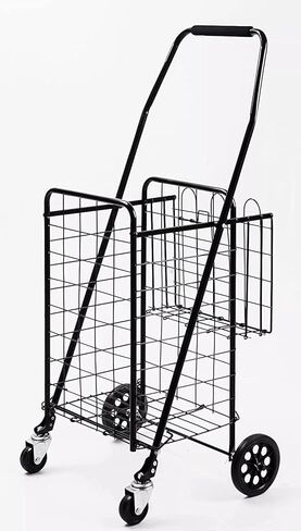 عربة تسوق أدوات البقالة الدوارة Mount Plus SF-118-2 مع سلة مزدوجة | قابلة للطي بسهولة ومحمولة لتوفير المساحة والمتانة الثقيلة | تتحرك بسلاسة في الشوارع والمتاجر والأرصفة وفي الداخل in Kuwait