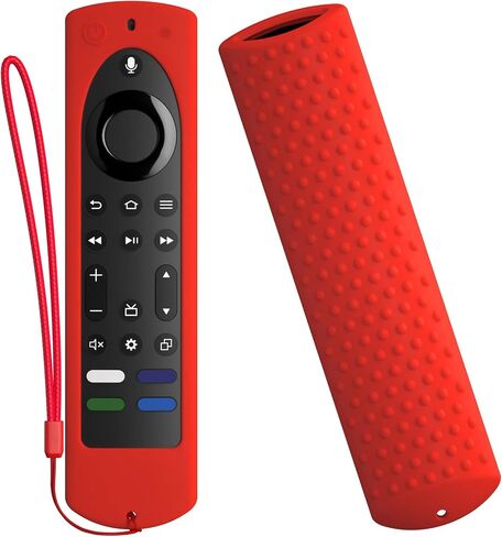 for 2023 Fire TV Stick 4K Max (2nd Gen) /Omni Series/Insignia/Toshiba/Fire TV 2-Series/4-Series- Alexa Voice Remote Control Silicone Cover with Lanyard（Black） in Saudi Arabia