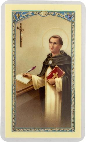 Saint Thomas Aquinas Prayer Card | Patron Saint of Catholic Schools | Laminated Holy Card | Great Catholic Gift | Beautiful Art and Meditation | Made in Italy in Saudi Arabia