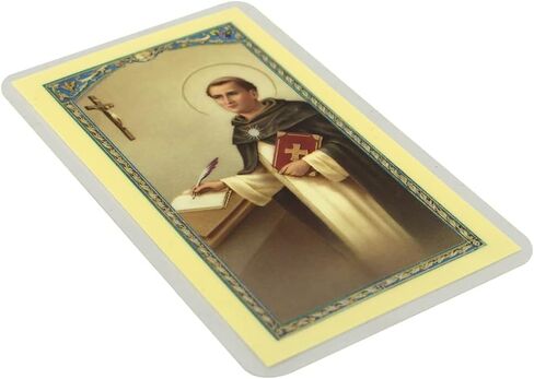 Saint Thomas Aquinas Prayer Card | Patron Saint of Catholic Schools | Laminated Holy Card | Great Catholic Gift | Beautiful Art and Meditation | Made in Italy in Saudi Arabia