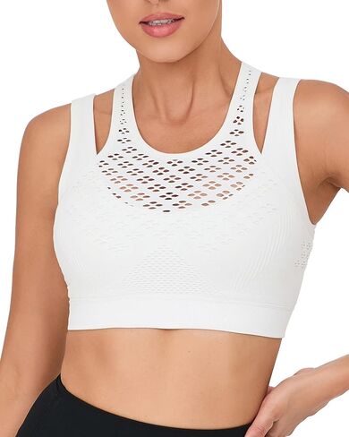 RUNNING GIRL Sports Bras for Women High Support,Seamless Ribbed Longline High Neck Sports Bra Racerback Padded Crop Top Yoga in Saudi Arabia
