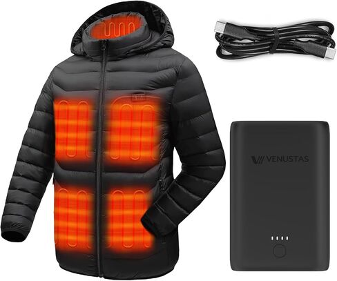 Venustas Unisex Dual-Control Heated Jacket (Black, Small) with Extra Upgraded 7.4V, 7200mAh Battery Pack in Saudi Arabia