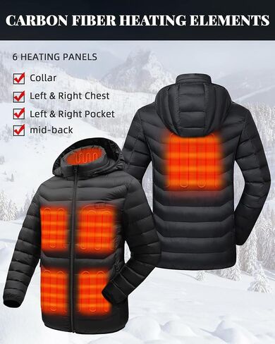 Venustas Unisex Dual-Control Heated Jacket (Black, Small) with Extra Upgraded 7.4V, 7200mAh Battery Pack in Saudi Arabia