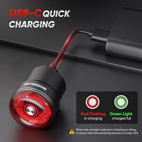 Smart Rear Bike Brake Light - with Light & Vibration Sensor, 0.06lb, 1.4in, IP65, Aluminum Casing, Rechargeable USB-C, Under Saddle/Seat Post Mounting, DON PEREGRINO BX3 in Saudi Arabia