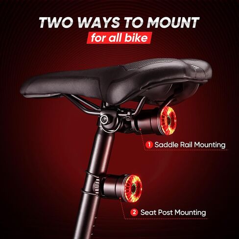 Smart Rear Bike Brake Light - with Light & Vibration Sensor, 0.06lb, 1.4in, IP65, Aluminum Casing, Rechargeable USB-C, Under Saddle/Seat Post Mounting, DON PEREGRINO BX3 in Saudi Arabia