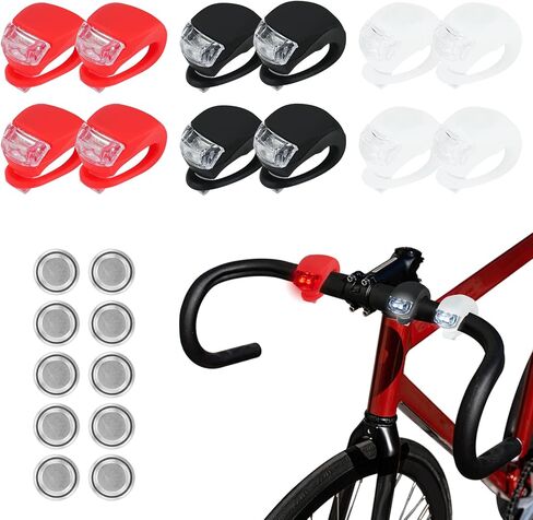 SITAKE 12 قطعة من مصابيح LED الخلفية للدراجة، ضوء دراجة آمن للركوب الليلي، مصباح أمامي وخلفي للدراجة الجبلية مقاوم للماء، ملحقات دراجة صغيرة من السيليكون in Kuwait