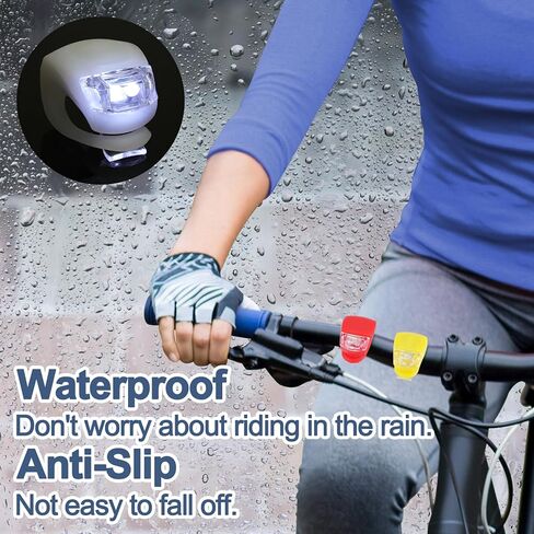 SITAKE 12 قطعة من مصابيح LED الخلفية للدراجة، ضوء دراجة آمن للركوب الليلي، مصباح أمامي وخلفي للدراجة الجبلية مقاوم للماء، ملحقات دراجة صغيرة من السيليكون in Kuwait