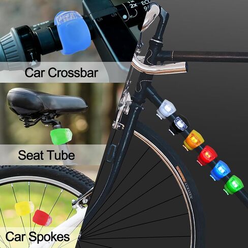 SITAKE 12 قطعة من مصابيح LED الخلفية للدراجة، ضوء دراجة آمن للركوب الليلي، مصباح أمامي وخلفي للدراجة الجبلية مقاوم للماء، ملحقات دراجة صغيرة من السيليكون in Kuwait