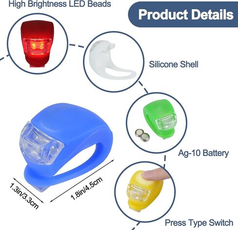 SITAKE 12 قطعة من مصابيح LED الخلفية للدراجة، ضوء دراجة آمن للركوب الليلي، مصباح أمامي وخلفي للدراجة الجبلية مقاوم للماء، ملحقات دراجة صغيرة من السيليكون in Kuwait