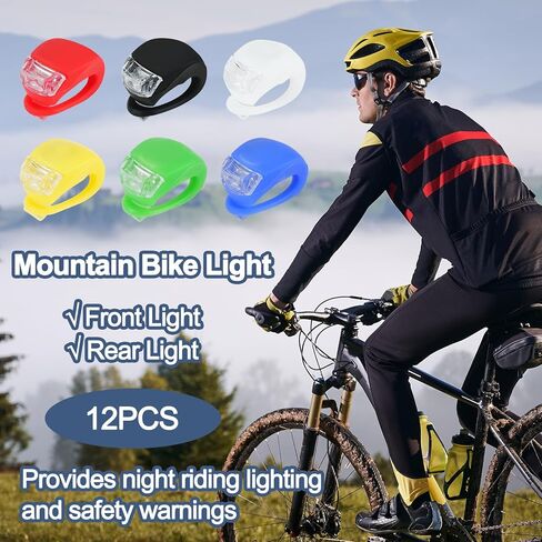 SITAKE 12 قطعة من مصابيح LED الخلفية للدراجة، ضوء دراجة آمن للركوب الليلي، مصباح أمامي وخلفي للدراجة الجبلية مقاوم للماء، ملحقات دراجة صغيرة من السيليكون in Kuwait