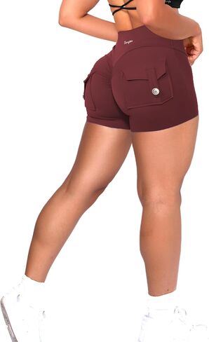 Danysu Women Pocket Shorts Cross High Waist Scrunch Butt Booty Workout Lifting Athletic Gym Bottoms in Saudi Arabia