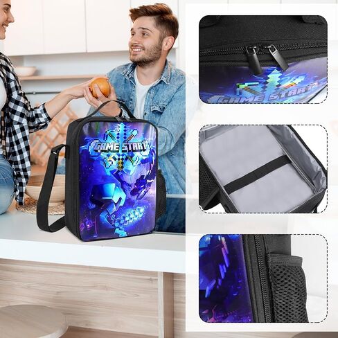 3PCS Cartoon Game Laser Backpack Set Laptop Bag with Lunch Bag Pencil Case for Girl Boy Lightweight Daypack Computer Bag Travel Backpack Bookbag for Fans Gift in Saudi Arabia