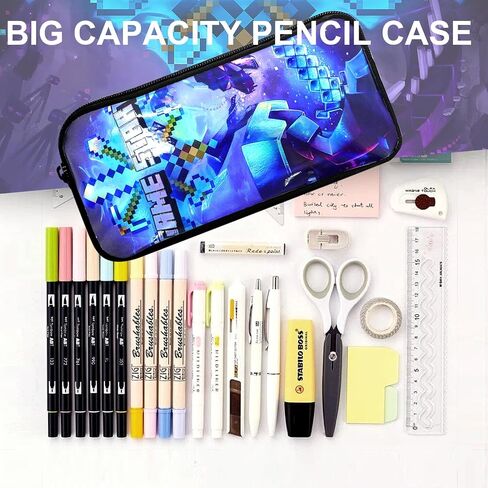 3PCS Cartoon Game Laser Backpack Set Laptop Bag with Lunch Bag Pencil Case for Girl Boy Lightweight Daypack Computer Bag Travel Backpack Bookbag for Fans Gift in Saudi Arabia