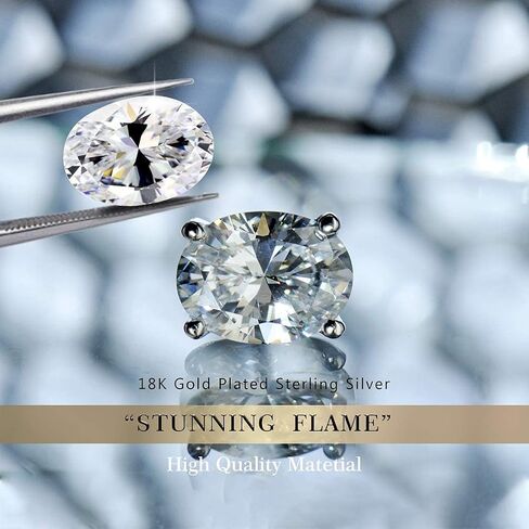 "STUNNING FLAME" قطع تريليون/قطع وسادة/قطع زمرد/قطع ماركيز... أقراط مرصعة بالألماس مقلد من الفضة الإسترليني مطلية بالذهب الأبيض عيار 18 قيراط للنساء والرجال والفتيات in Kuwait