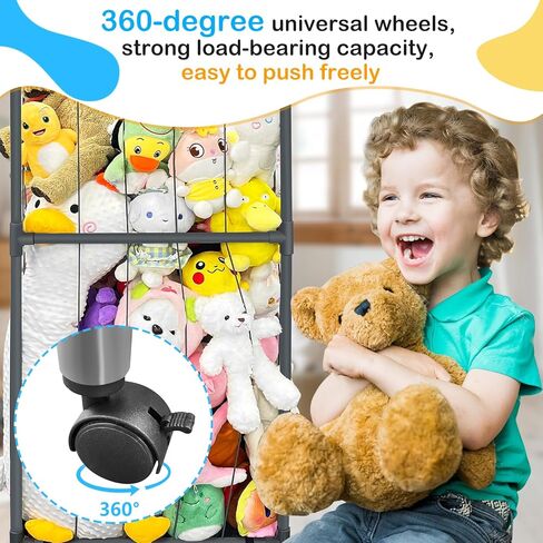 حامل حيوانات محشو كبير لتخزين حديقة الحيوانات المحشوة من مادة PVC رف منظم للتخزين من القطيفة مع شريط مطاطي كهدية عيد ميلاد لغرفة النوم (رمادي) in Kuwait