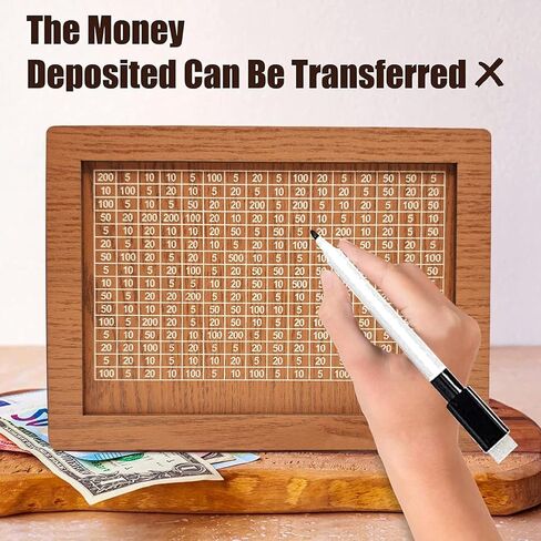 صندوق توفير خشبي من Cash Vault، صندوق نقود خشبي جديد لتوفير النقود لعام 2024، صندوق تحدي توفير 10,000 دولار، بنك أصبع لعداد العملات المعدنية، صندوق نقود خشبي مع هدف المال والأرقام in Saudi Arabia