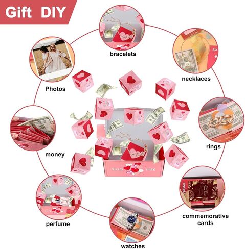 CUHBIV Exploding Surprise Gift Box, 14 Count, Pop-Up Cash Gift Box for Birthday, Anniversary, Valentine, Creative DIY Gift Wrapping in Saudi Arabia