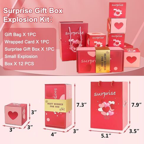 CUHBIV Exploding Surprise Gift Box, 14 Count, Pop-Up Cash Gift Box for Birthday, Anniversary, Valentine, Creative DIY Gift Wrapping in Saudi Arabia