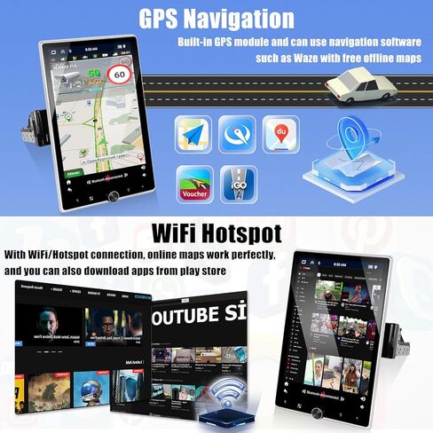[2+64G] ستيريو سيارة Android 13 Single Din مع Carplay لاسلكي وAndroid Auto، راديو سيارة بشاشة لمس قابلة للدوران 10.4 بوصة مع وصلة مرآة GPS WiFi FM/RDS راديو BT USB موسيقى/شحن سريع + كاميرا احتياطية in Saudi Arabia