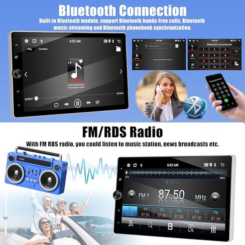 [2+64G] ستيريو سيارة Android 13 Single Din مع Carplay لاسلكي وAndroid Auto، راديو سيارة بشاشة لمس قابلة للدوران 10.4 بوصة مع وصلة مرآة GPS WiFi FM/RDS راديو BT USB موسيقى/شحن سريع + كاميرا احتياطية in Saudi Arabia