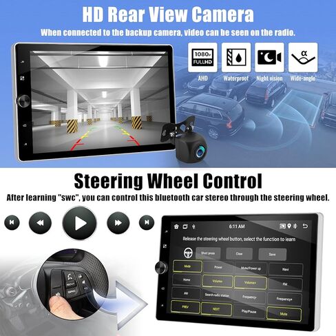 [2+64G] ستيريو سيارة Android 13 Single Din مع Carplay لاسلكي وAndroid Auto، راديو سيارة بشاشة لمس قابلة للدوران 10.4 بوصة مع وصلة مرآة GPS WiFi FM/RDS راديو BT USB موسيقى/شحن سريع + كاميرا احتياطية in Saudi Arabia