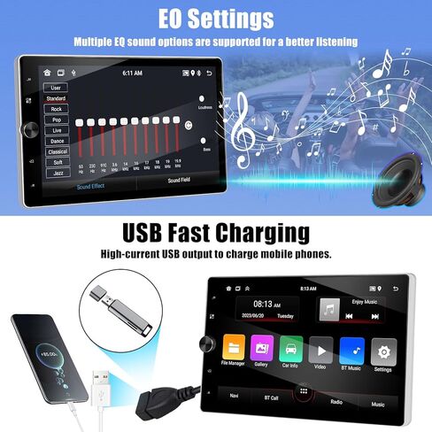 [2+64G] ستيريو سيارة Android 13 Single Din مع Carplay لاسلكي وAndroid Auto، راديو سيارة بشاشة لمس قابلة للدوران 10.4 بوصة مع وصلة مرآة GPS WiFi FM/RDS راديو BT USB موسيقى/شحن سريع + كاميرا احتياطية in Saudi Arabia
