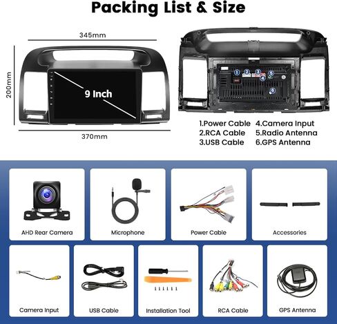 [2G+64G] Hikity Stereo for Toyota Camry 2000-2006, 9 Inch Android 13 Stereo Touch Screen Wireless Apple Carplay Android Auto Radio with GPS Navigation WiFi Bluetooth Backup Camera in Saudi Arabia