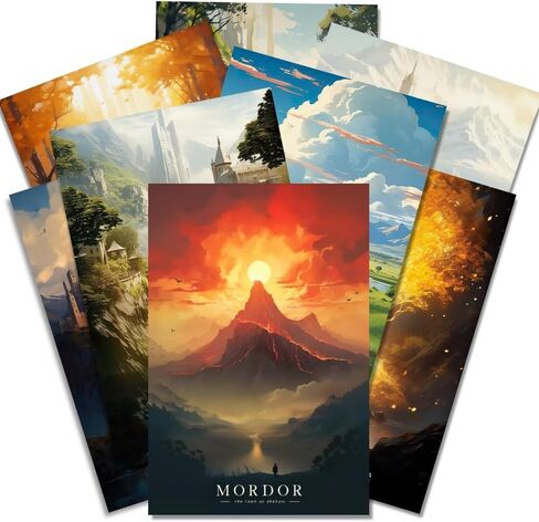 8pcs Travel Middle Earth Landscape Posters Vintage Travel Canvas Poster Nordic Painting Wall Art Collage Kit Print Modern Family Bedroom Decor Fan gifts8x12inch Unframed in Saudi Arabia