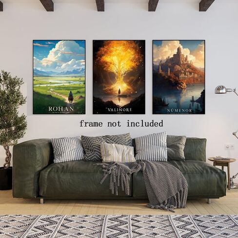 8pcs Travel Middle Earth Landscape Posters Vintage Travel Canvas Poster Nordic Painting Wall Art Collage Kit Print Modern Family Bedroom Decor Fan gifts8x12inch Unframed in Saudi Arabia