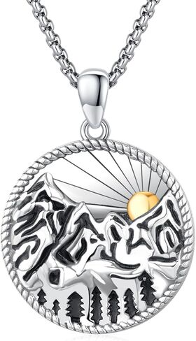 قلادة جبلية للرجال والنساء S925 من الفضة الاسترلينية قلادة جبلية طبيعة جبلية قلادة مجوهرات هدايا للمخيمين والمتسلقين والمتنزهين هدية عيد الميلاد in Kuwait