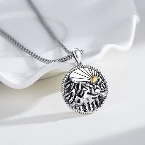 قلادة جبلية للرجال والنساء S925 من الفضة الاسترلينية قلادة جبلية طبيعة جبلية قلادة مجوهرات هدايا للمخيمين والمتسلقين والمتنزهين هدية عيد الميلاد in Kuwait