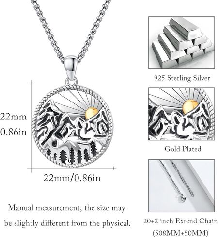 قلادة جبلية للرجال والنساء S925 من الفضة الاسترلينية قلادة جبلية طبيعة جبلية قلادة مجوهرات هدايا للمخيمين والمتسلقين والمتنزهين هدية عيد الميلاد in Kuwait