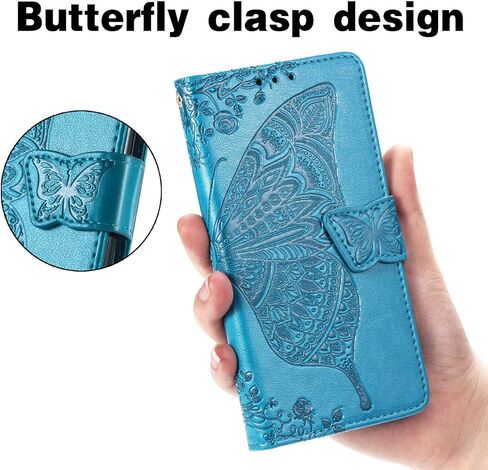 Wallet Case for Google Pixel 8A,PU Leather Flip Protective Phone Case Wrist Strap Card Slots Holder Pocket Emboss Butterfly Flower Stand Case for Google Pixel 8A Black in Saudi Arabia