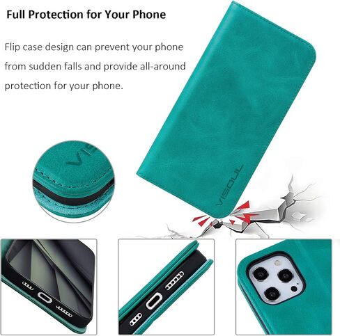 VISOUL Case for iPhone 12 Pro Max 6.7", Genuine Leather Flip Wallet Case Cover with Stand for Men and Women, Magnetic Phone Case Portfolio with Card Holder for iPhone 12 Pro Max 5G 6.7-inch (Black) in Saudi Arabia
