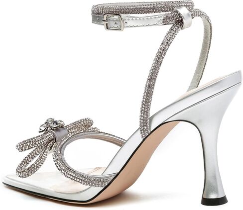 Athlefit Women's Rhinestone Bow Heels Ankle Strap Pointed Toe Stiletto Heeled Sandals Wedding Bridal Dress Pumps Shoes in Kuwait