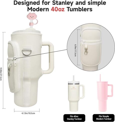 Water Bottle Carrier w/Strap for Stanley Cup 40oz Tumbler, Water Bottle Bag Phone Pocket for Stanley Cup Accessories, Crossbody Water Bottle Holder w/Straw Cover for Simple Modern 40oz in Saudi Arabia