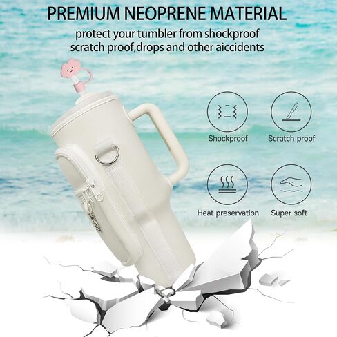 Water Bottle Carrier w/Strap for Stanley Cup 40oz Tumbler, Water Bottle Bag Phone Pocket for Stanley Cup Accessories, Crossbody Water Bottle Holder w/Straw Cover for Simple Modern 40oz in Saudi Arabia