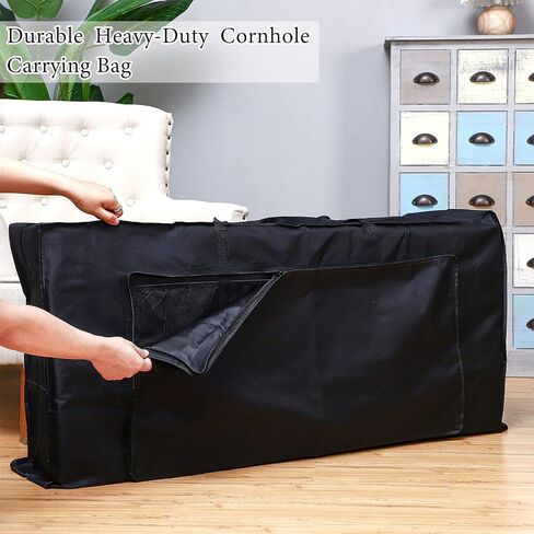 Frienda Cornhole Carrying Case 4' x 2' Regulation Size Heavy Duty 600d Oxford Cloth Cornhole Board Carrying Bag with Padded Shoulder Strap Pockets and Double Slide Zipper for Cornhole Outdoor Games in Saudi Arabia